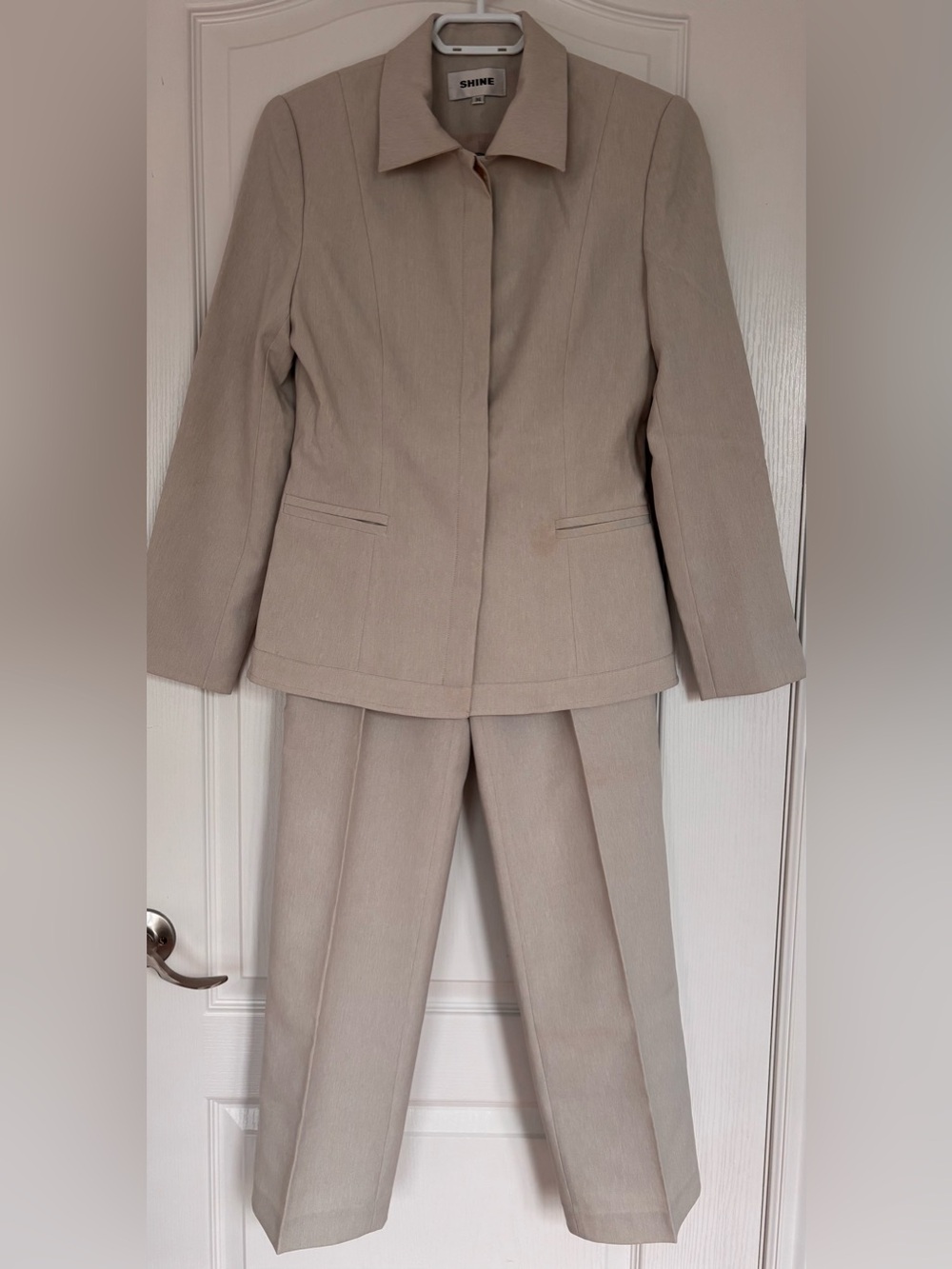 Vintage Classic Beige Women's Blazer and Matching Trousers Suit Set